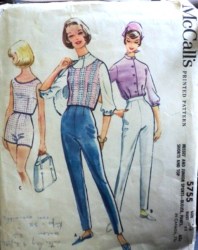 5755 '60 BUTTON BLOUSE,SHORTS,PANTS,SHELL TOP PATTERN 13,16